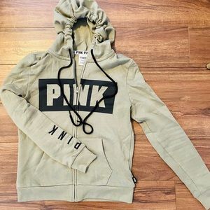 Olive PINK Zip Hoodie
